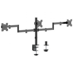 Soporte de mesa AISENS DT27TSR-281 para 3 monitores, acero, VESA 100x100, 10kg por brazo