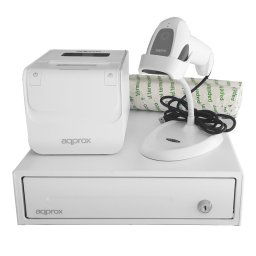 Impresora Térmica Ethernet/USB Approx appPOSPACK3380WH con cajón portamonedas, lector 1D y cortador automático