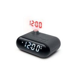 Radio Despertador Muse Proyección PLL FM 20 Estaciones Pantalla LED Retroiluminada Negro