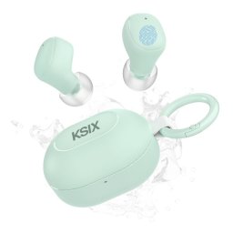 Ksix Neutron Auriculares Inalámbricos, Usb-c, Diseño Compacto, Mosquetón, 4h+16h Auto., Llamadas, Verde
