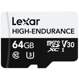 Tarjeta MicroSD Lexar High-Endurance 64GB Clase 10 UHS-I U3 V30
