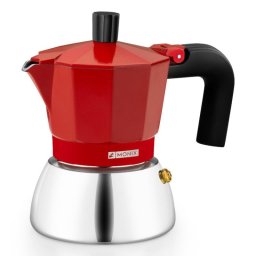 Cafetera Italiana Monix Induction Inox 3 tazas 0,195L Full Induction acero inoxidable rojo
