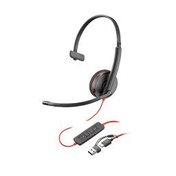Auriculares Poly con cable USB-C y USB-A Micrófono Monoaural Supraaural