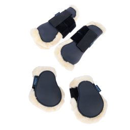 Set de botas Fetlock y polainas Nomad Tales de piel sintética, azul marino - Set para poni: Botas Fetlock y polainas