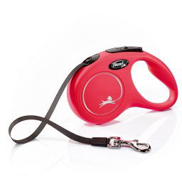 Correa extensible flexi New Classic roja con cinta de 5 m - S: hasta 15 kg