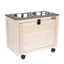 Modern Living Caja de almacenamiento con comedero doble Inari - 53 x 30 x 43,5 cm (L x An x Al)