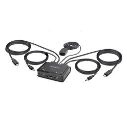 KVM StarTech.com USB-C DisplayPort 2 Puertos 4K 60Hz Cables Integrados Audio Teclas Acceso