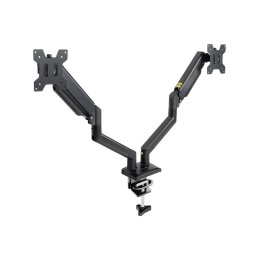 Soporte de mesa TooQ Doble Pantalla Giro 360° Gas Ajuste Acero Negro