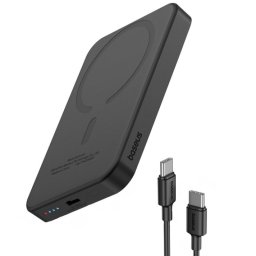 Power Bank Baseus 5000mAh con Carga Inalámbrica MagSafe 20W Negra + Cable USB-C a USB-C 30cm Negro