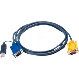 ATEN 2L-5202UP - Cable KVM VGA USB, negro, 1,8 m
