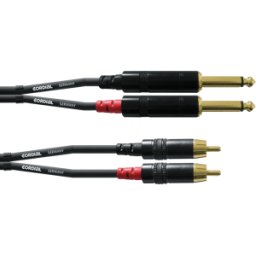 CORDIAL CFU-PC 6,0 - 2 cables, conector jack en conector RCA, 6 m