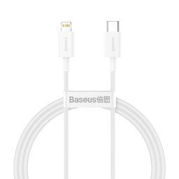 Cable Baseus USB-C a Lightning 1m Blanco carga rápida 20W iPhone PD