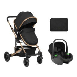 Carrito de bebé Kikkaboo 3 en 1 asiento transf. Amaia Negro