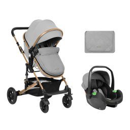 Carrito de bebé Kikkaboo 3 en 1 asiento transf. Amaia Gris Claro