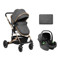 Carrito de bebé Kikkaboo 3 en 1 asiento transf. Amaia Gris Oscuro
