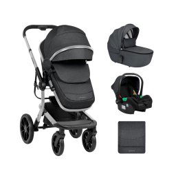 Carrito de bebé Kikkaboo 3 en 1 con capazo de plastico Irene Gris Oscuro