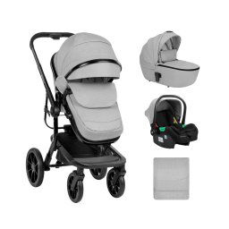 Carrito de bebé Kikkaboo 3 en 1 con capazo de plastico Irene Gris Claro