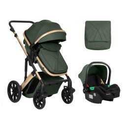 Carrito de bebé Kikkaboo 3 en 1 asiento transf. Darling Verde Militar