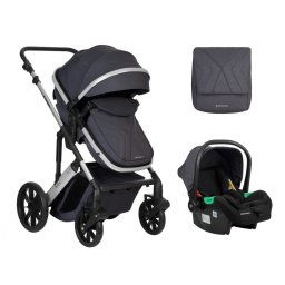 Carrito de bebé Kikkaboo 3 en 1 asiento transf. Darling Gris Oscuro