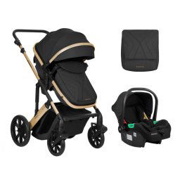 Carrito de bebé Kikkaboo 3 en 1 asiento transf. Darling Negro