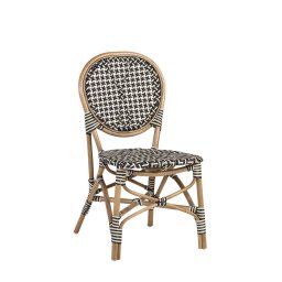 Silla Decoracion Exterior Bistro Rattan y Negro Serie Alnehan