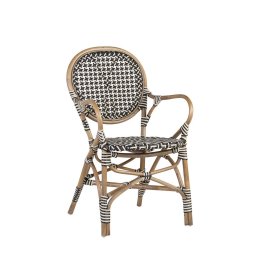 Sillon Decoracion Exterior Bistro Rattan y Negro Serie Alnehan