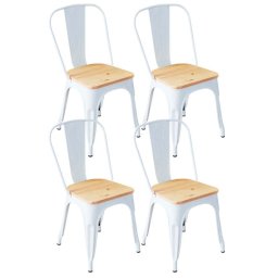 Thinia Home Strong Pack 4 Sillas Industriales Blanco/Madera