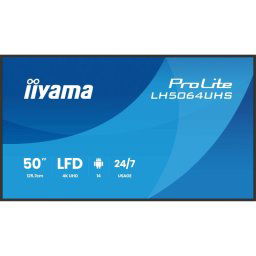 Monitor profesional iiyama 50″ IPS 4K Ultra HD 500 nits WiFi Android 14 24/7 digital signage