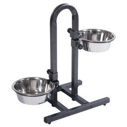 Soporte ajustable con dos comederos de 1,6 l - 2 x 1,6 l, diámetro 21 cm, altura hasta 44 cm