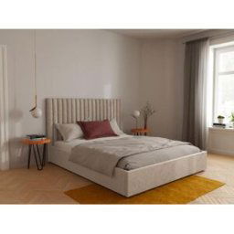 Unique Canapé abatible y cabecero - 180 x 200 cm - Tela - Beige - SARAH