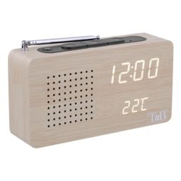 Reloj radio digital T″nB CLOCKFMWD FM pantalla retroiluminada termómetro madera