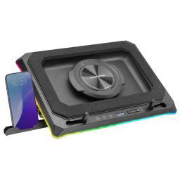Mars Gaming Mnbc-ultra Base Refrigeradora Y Stand Para Portátiles Hasta 18" Rgb 5 Posiciones Negro