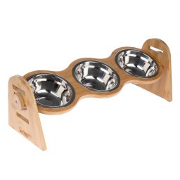Modern Living soporte de comederos de bambú Bohemian - 3 x 450 ml, 52x18x18cm (L x An x Al)