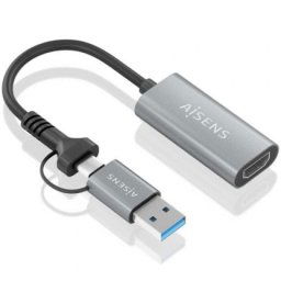 Conversor HDMI AISENS A109-0913 USB-A USB-C Macho HDMI 1080P 15cm Gris