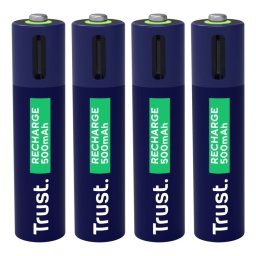 Pila recargable Trust 25671 AAA 500mAh USB-C LED 1h 4 unidades NiMH