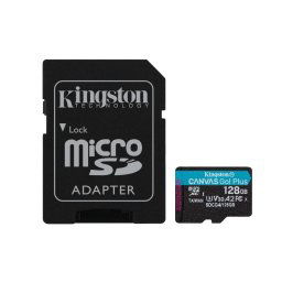 Tarjeta MicroSD Kingston Canvas Go Plus Gen4 128GB 200MB/s UHS-I U3 V30 A2 con Adaptador