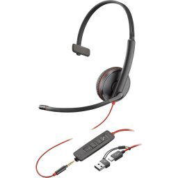Auriculares POLY con cable USB-C/3,5 mm, micrófono boom y sonido profesional
