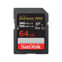 Tarjeta SanDisk Extreme PRO SDSDXEP-064G-GN4IN 64GB UHS-II 280MB/s V60 Negra