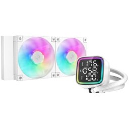 Refrigeración líquida DeepCool LD240 ARGB 2x120mm, display consumo, sockets Intel/AMD, blanca