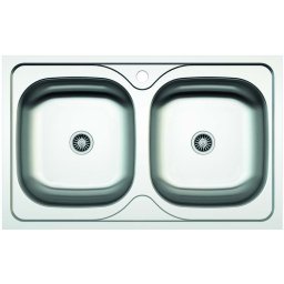 CATA Fregadero sobre encimera C-2 AG /C. 02625024. Dos cubetas. Inoxidable. acabado acero. Para mueble de 80 cm. Medidas 79x50