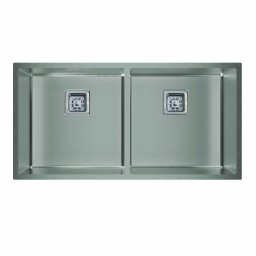 CATA Fregadero bajo encimera CB-2 40-40 R10 X. 02625035. Dos cubetas. Inoxidable. acabado acero. Para mueble de 90 cm. Medidas