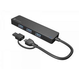 Hub NATEC 4 puertos 5Gbps Mayfly USB 3.2 Gen 1 Type-A y Type-C Negro 0,15m