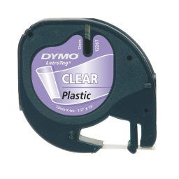 Cinta de Etiquetado Dymo S0721530 Negro-Transparente 12mm x 4m LetraTag Poliéster