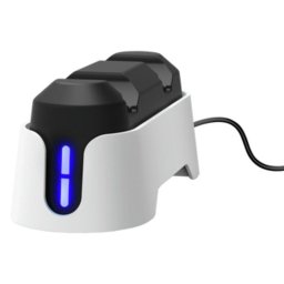 Base de carga Trust GXT 228 Dual para mandos PS5 doble carga USB-C ABS blanca y negra