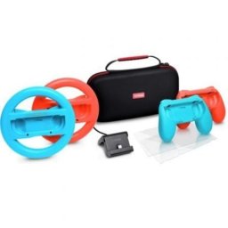 Pack Gaming Trust GXT 1249 Estuche rígido 2 Joy-Con 2 Volantes Cristal Templado Switch Soporte de Carga