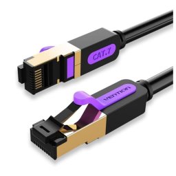 Cable de red Vention ICDBG Cat7 1.5m Negro S/FTP RJ45 Chapado Oro 10Gbps 600MHz