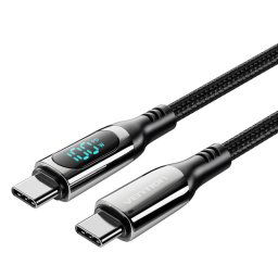 Cable USB-C Vention TAYBAV 1.2m 5A 100W Pantalla LED Trenzado Negro USB 2.0