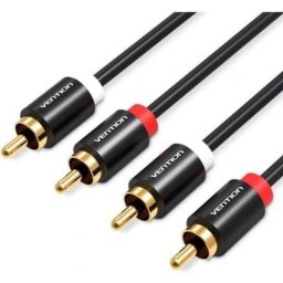 Cable RCA estéreo Vention VAB-R06-B200 2x RCA macho 2 m negro OD 3.8mm 29AWG