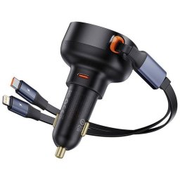 Baseus Enjoyment Pro Cargador de Coche con Cable Retráctil USB-C/Lightning 60W Negro