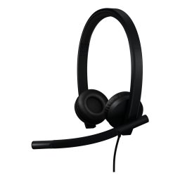 Auriculares Logitech con cable USB, cancelación de ruido, micrófono y controles en cable, negro